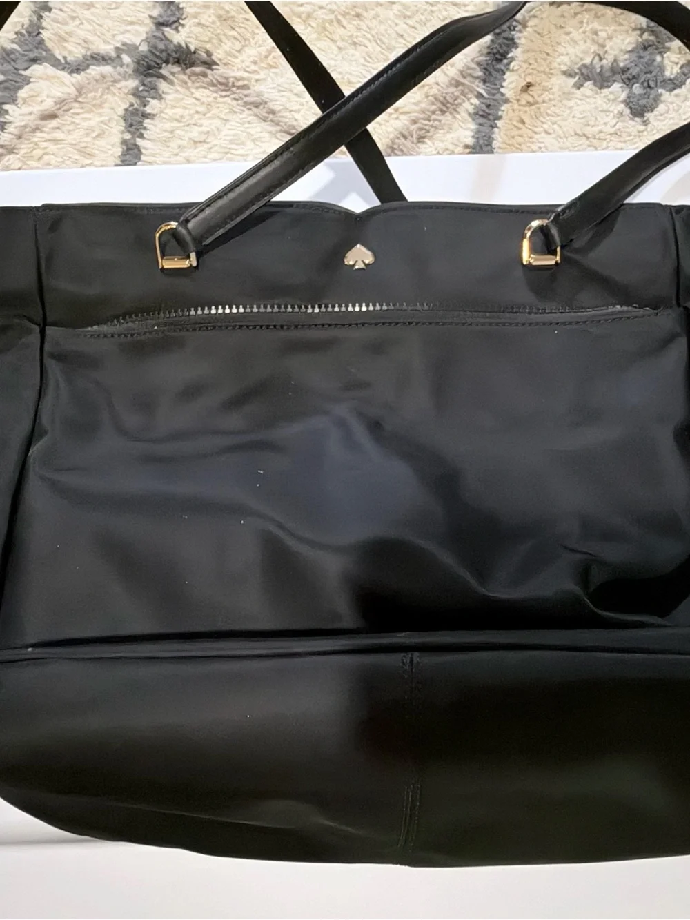 kate spade Black Nylon Tote with Gold Logo Detail